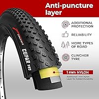 Vista 4 de Fincci Foldable 26x2.10 Mountain Bike Tires - 26 Inch Bike Tires with 1mm Nylon Puncture Proof - Black Kevlar 26 Bike Tyre 60 TPI with Cross Country