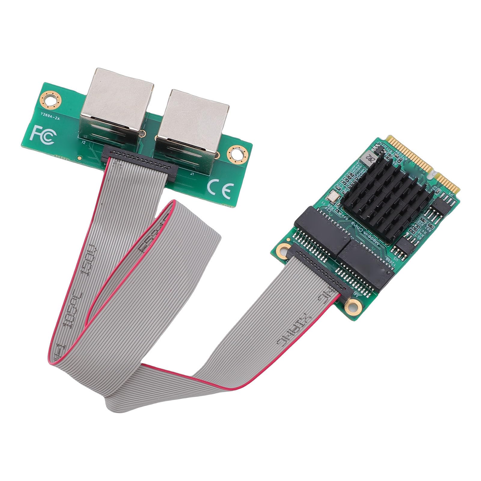 PUSOKEI Podwójny Adapter RJ45 Mini PCIe | Karta Sieciowa Gigabit Ethernet do Przemysłowych Komputerów Stacjonarnych