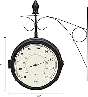 Vista 6 de Mark Feldstein & Associates Thomas Kinkade - Reloj y termómetro de estación de metal con rosa amarilla, 14 pulgadas