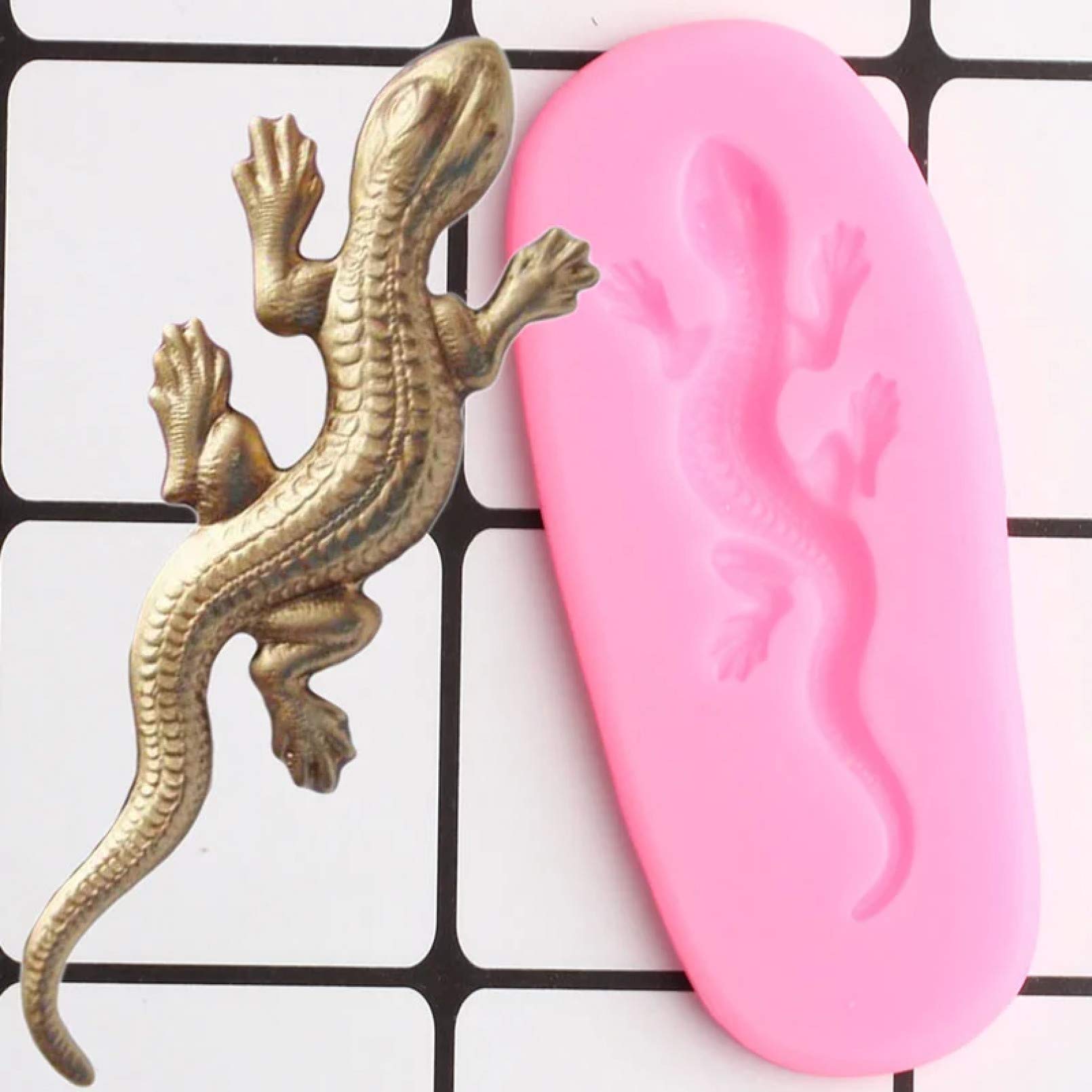 MYPRACS 3 stuks 3D hagedissen gecko fondantvorm siliconen vormen voor chocolade snoep bakken hars klei taartdecoratie cupcake topper