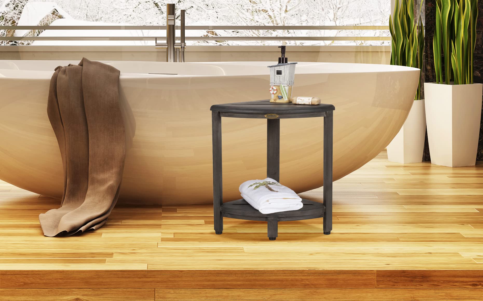 EcoDecors - Bench - Shower Stool - Shower Seat - Shower Chair for Inside Shower - Teak Shower Bench - Small Bench - Shower Foot Rest