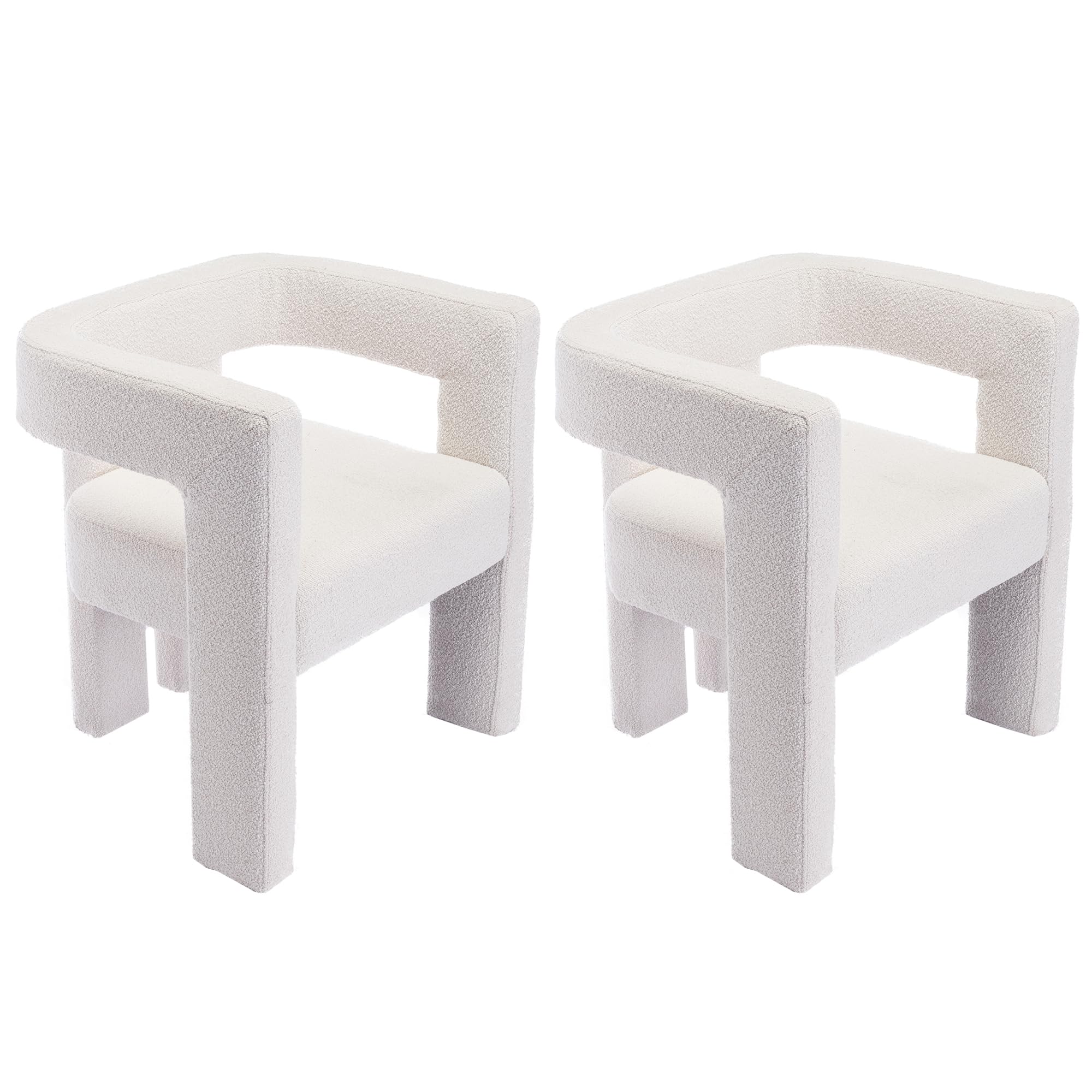 GNIXUU Modern Dining Chairs Set of 2, Upholstered Barrel Accent Chair, Comfy Side Chair Lounge Armchair for Kitchen, Living Room, Reception, Beige