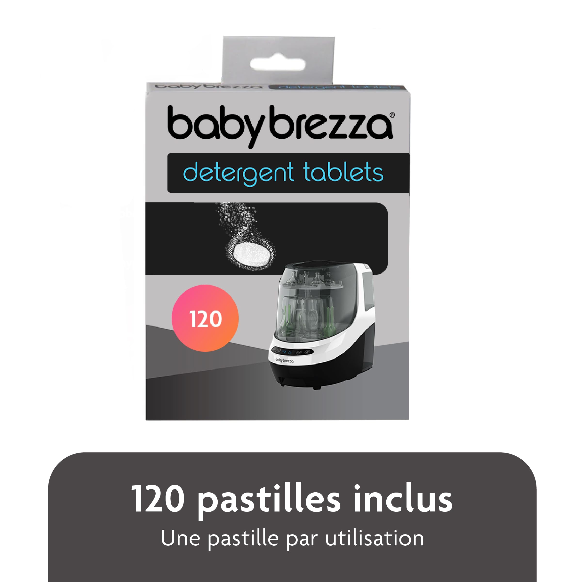 Baby Brezza - Lot 120 pastilles détergentes lave-biberons Bottle Washer Pro | Compatible avec les lave-biberons de toutes les marques, y compris le Baby Brezza Bottle Washer Pro. Sans danger pour bébé.