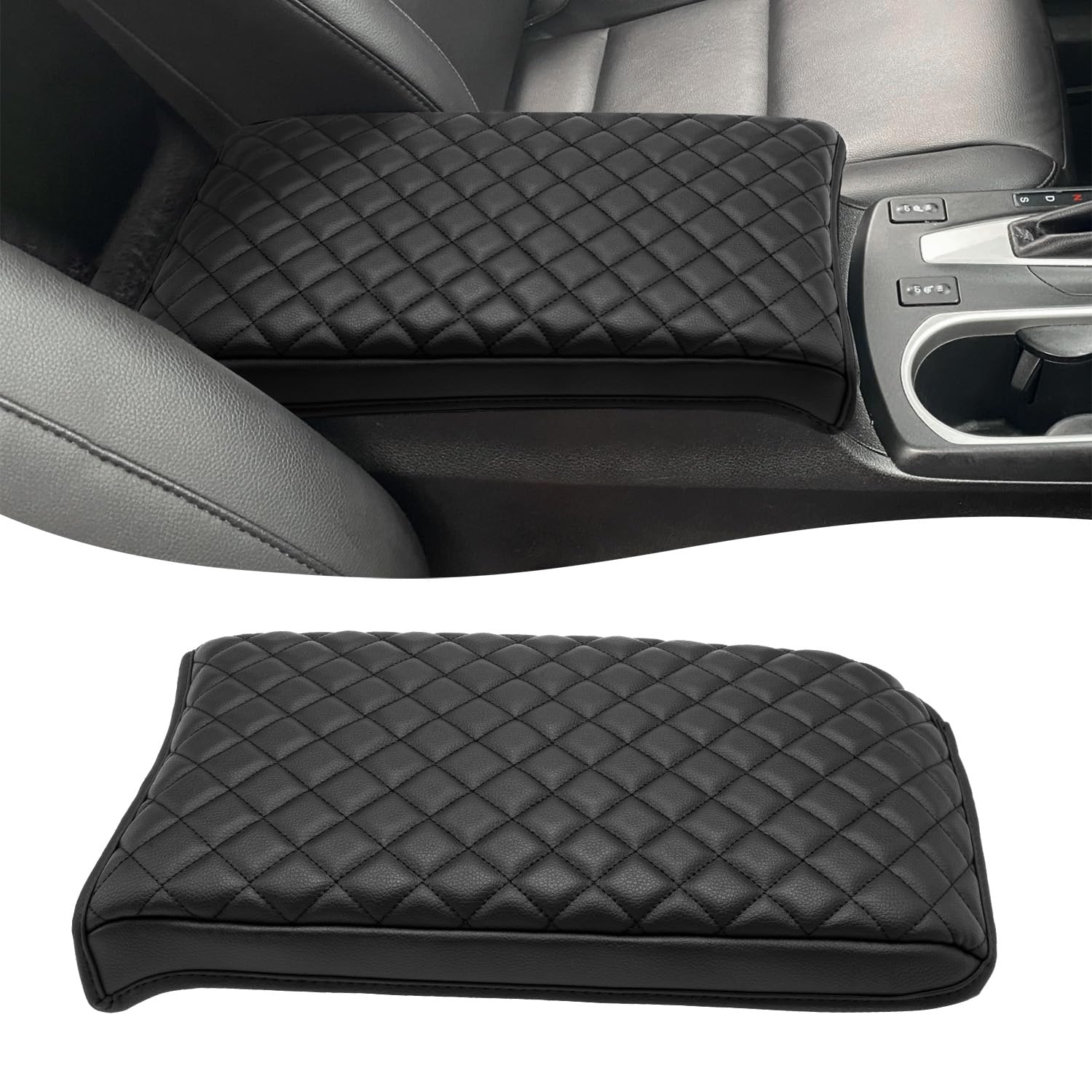 KBH Center Console Armrest Cover for Acura RDX 2013 2014 2015 2016 2017 2018, Middle Console Lid Protector Cushion Pad Accessories, Vinyl Leather,