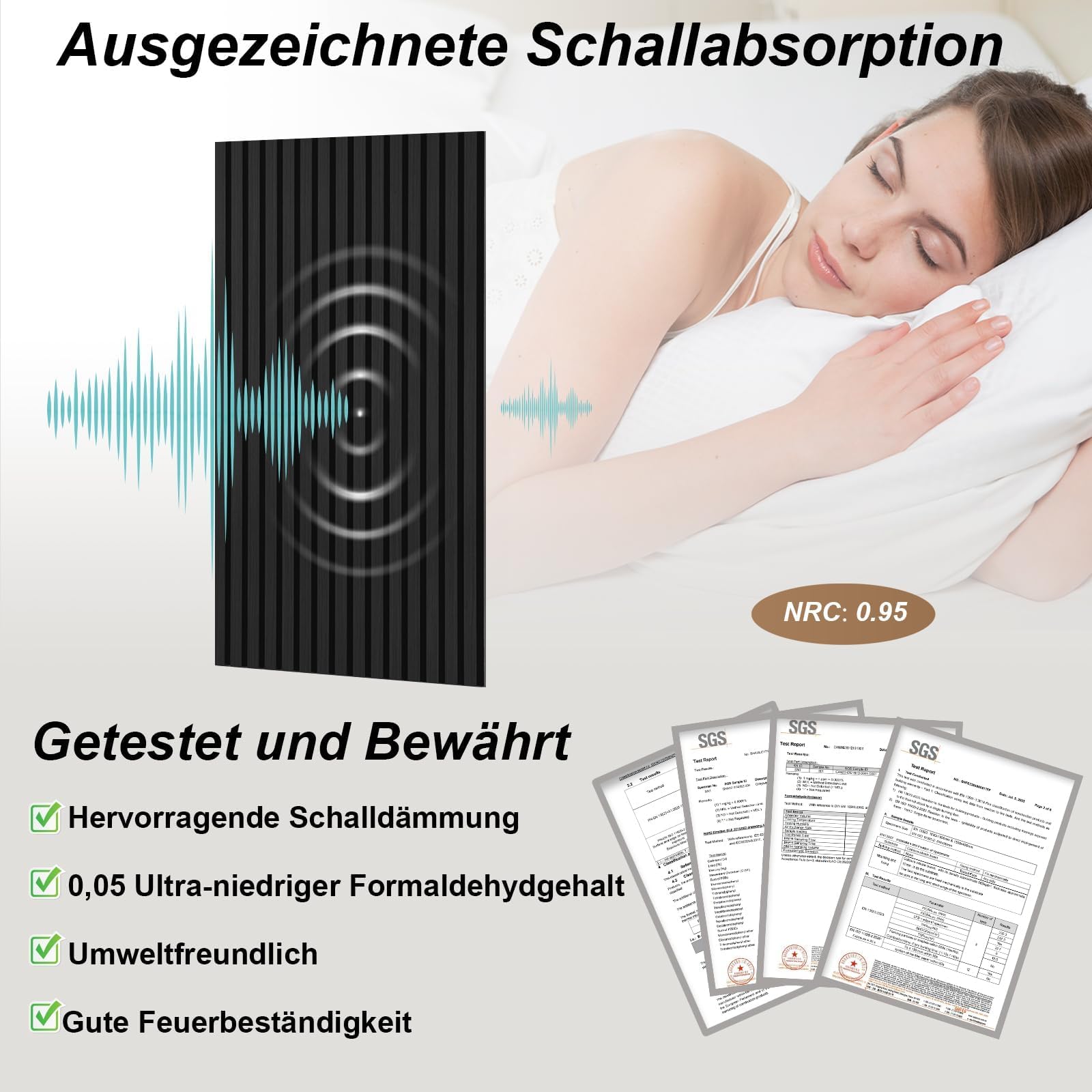 AKK-PANE Akustikpaneele Holz 120x60cm, 2 Stück 1,44m² - 3D Wandpaneele Holz, Akustik Paneele Wand für Küche, Wohnzimmer, Büro, Umweltfreundlich Holzpaneele Wand mit Schalldämpfung(Mirage Schwarz 22#)
