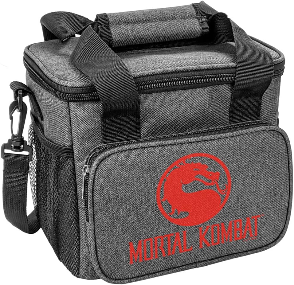 Popfunk Mortal Kombat Klassic Logo Orange Soft Insulated Cooler Bag, Large Lunch Bag, Lightweight, Thermal and Reusable for Office, Picnic, Beach