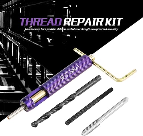 Miniatura 3 de Kit de reparación de acero inoxidable M6, juego de herramientas combinadas con brocas, llave inglesa y roscas para 50 piezas M6 x1 inserto de rosca