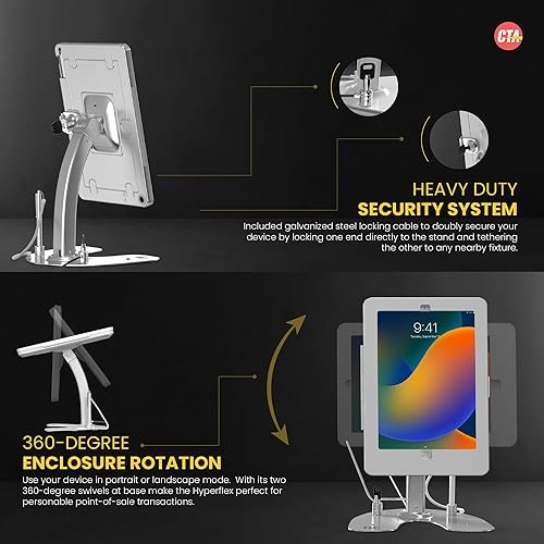 Miniatura 3 de CTA Digital Soporte de Quiosco Dual  Soporte de Quiosco de Seguridad Dual CTA con Estuche con Cerradura y Cable para iPad 7.8.9. Generación 10.2"