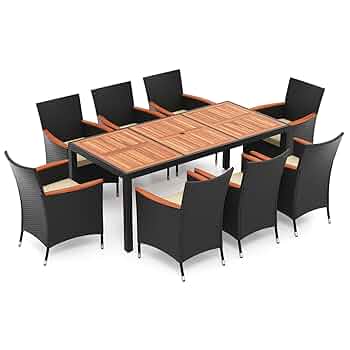 Amazon.com: DORTALA 9-Piece Patio Dining Set, Acacia Wood