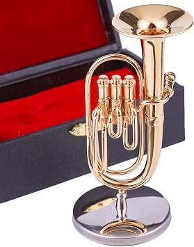 Miniature Tuba Replica with Stand and Case Birthday Gifts Desktop Sculpture