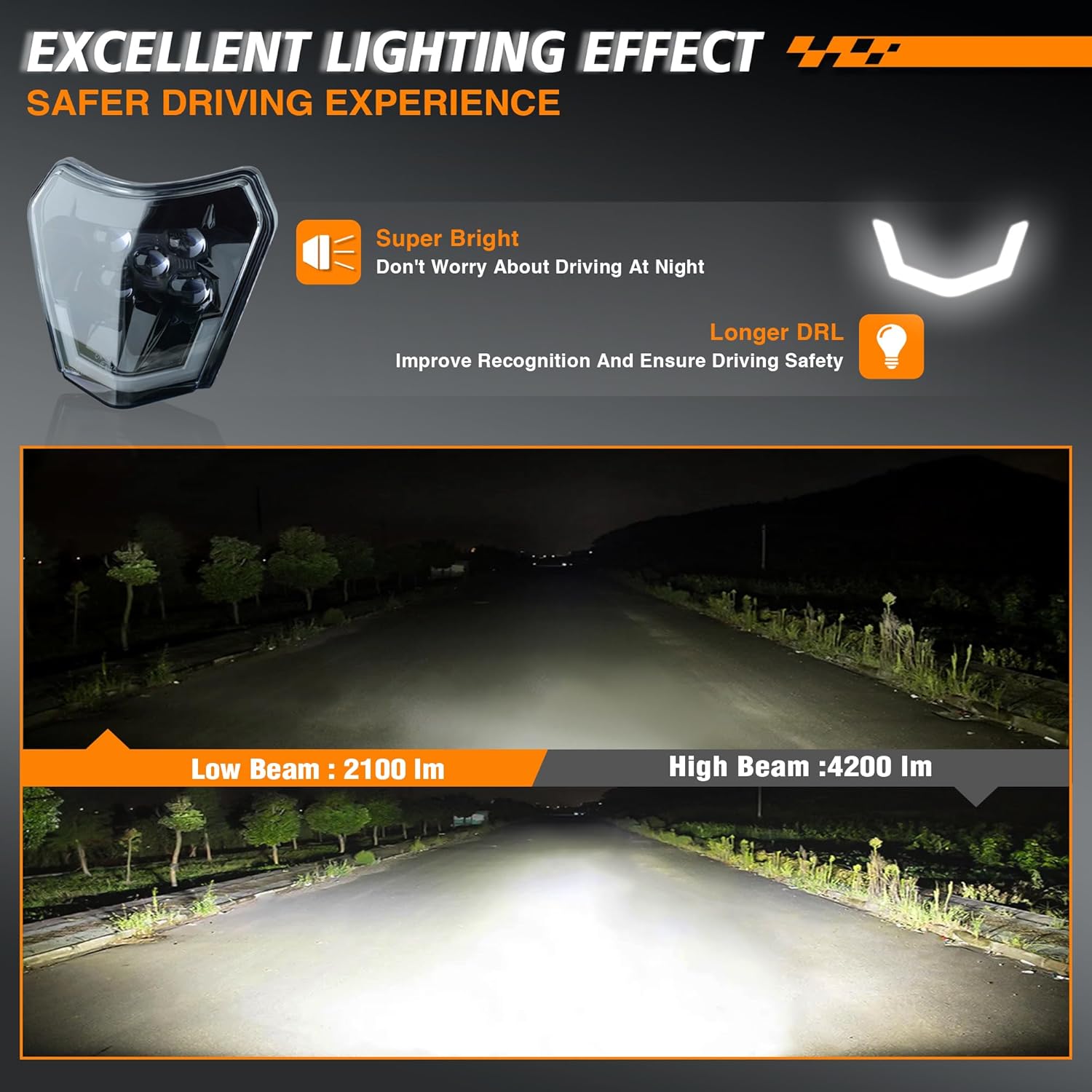 Dirt Bike Headlight Dirtbike LED Headlights Kit Motorcycle Head Lamp Light Kit Universal for Most Dirt Pit Enduro Bike Motorcycle Headlamp Frontlight for ATV Quad (Green Sticker)