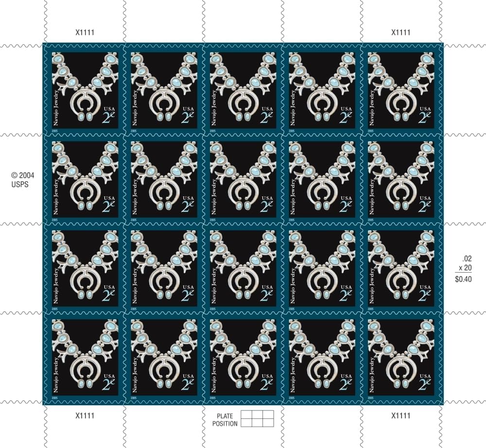 United States Postal Service Navajo Jewellery 20 x 2 cent US POSTAGE stamps NEW by