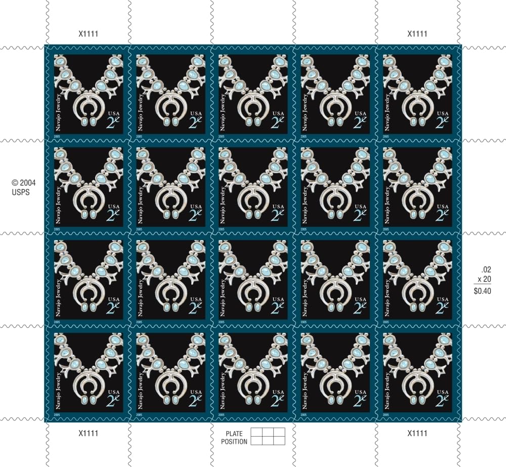 Navajo Jewelry 20 x 2 cent US POSTAGE stamps NEW by USPS F