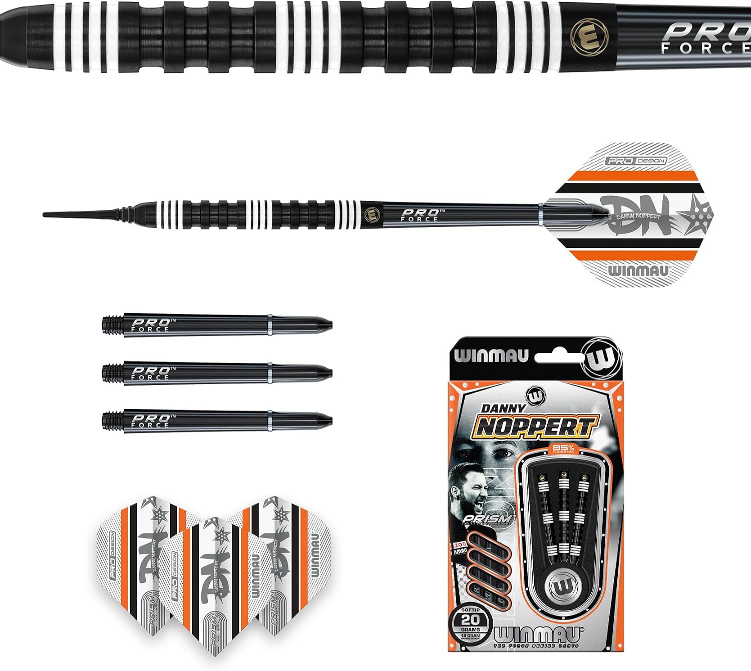 Winmau Danny Noppert The Freeze Professional Tungsten Darts Set with Flights and Stems (Shafts)