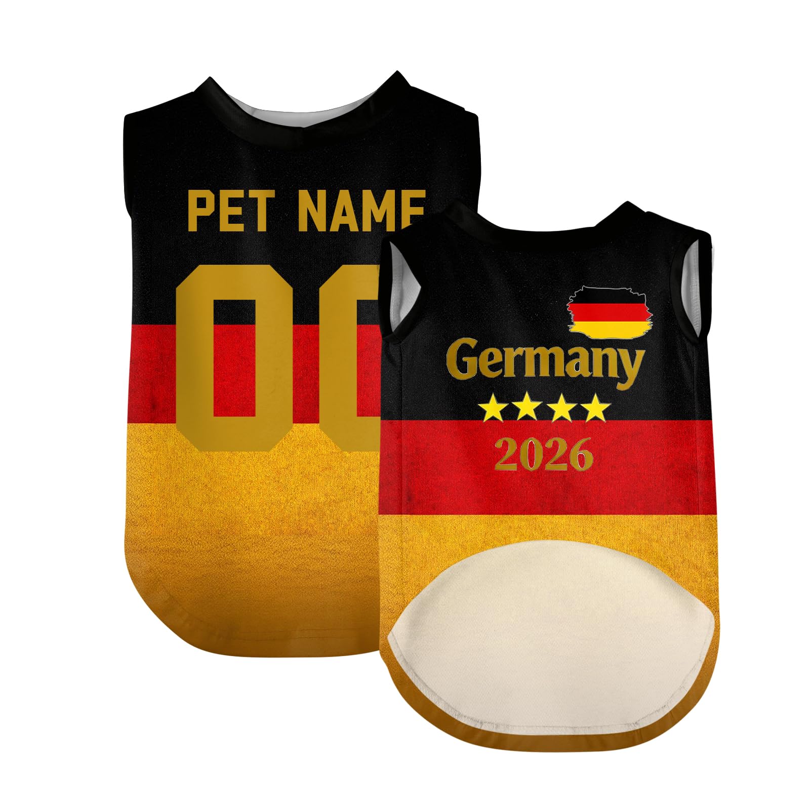 Custom Dog T-Shirt - World Cup Football 2026 Personalised Dog Jersey with Custom Name & Number, Breathable Sleeveless Polyester Pullover, Pet Gift for Small Medium Large Dogs, XS-5XL (Ger-many 1)