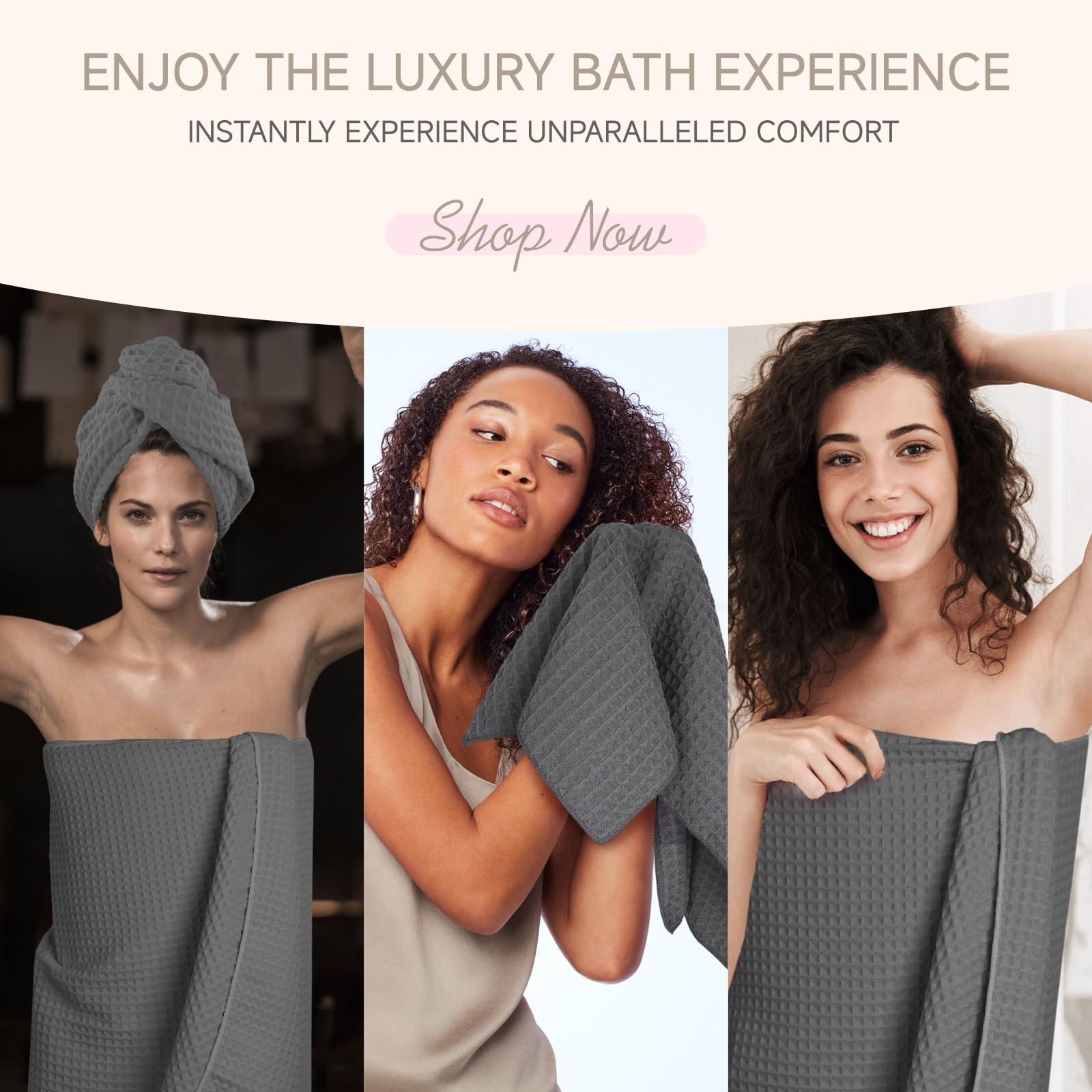 Lot de 4 serviettes de bain – 1 serviette de bain, 1 essuie-mains, 1 débarbouillette et 1 serviette à cheveux, serviette de bain surdimensionnée en microfibre non pelucheuse à séchage rapide – 177,8 x