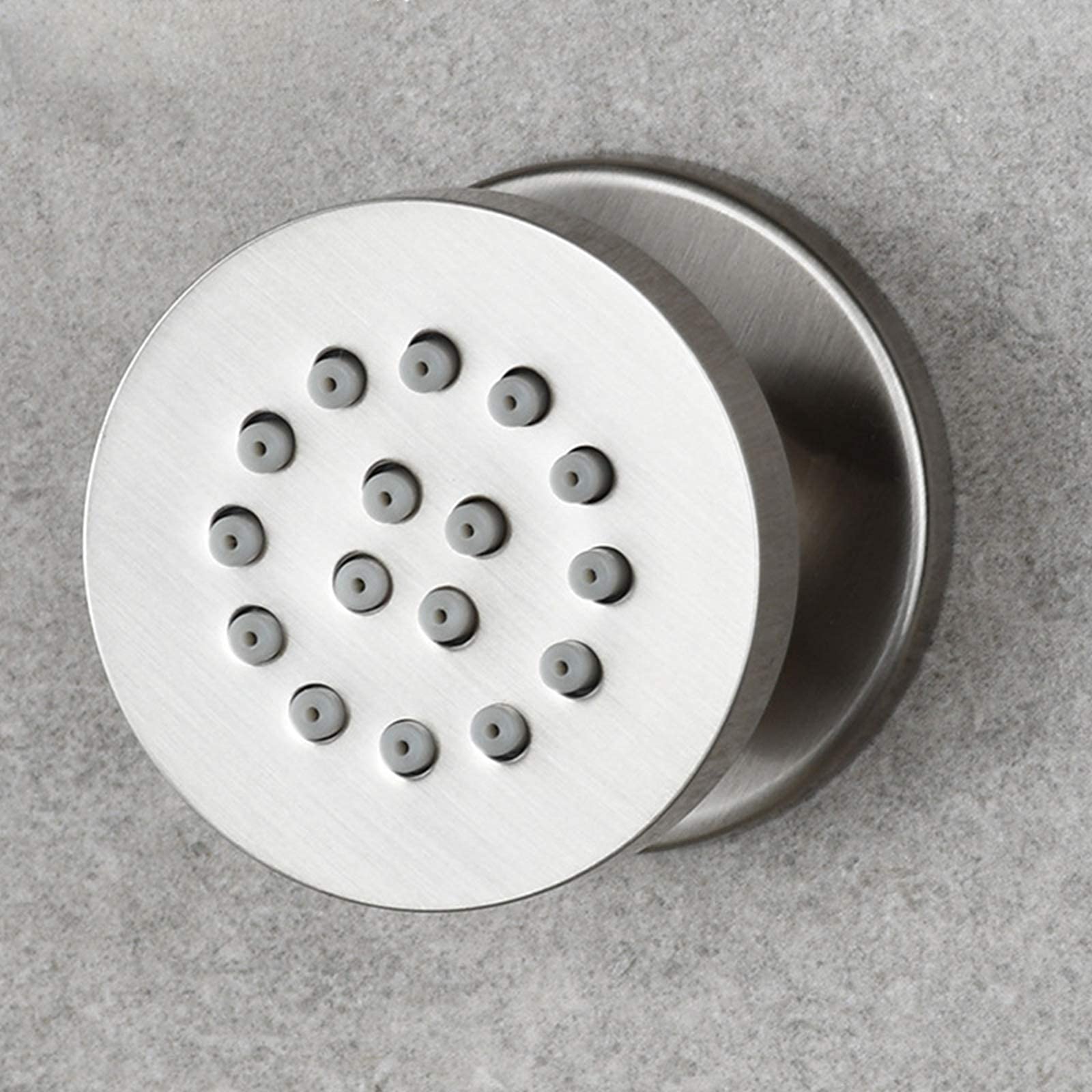 Chorro de ducha de 2 pulgadas de latón para masaje, accesorios de baño, montaje en pared, chorros laterales redondos ajustables para ducha spa, negro, 4 paquetes (cepillado 1 unidad)