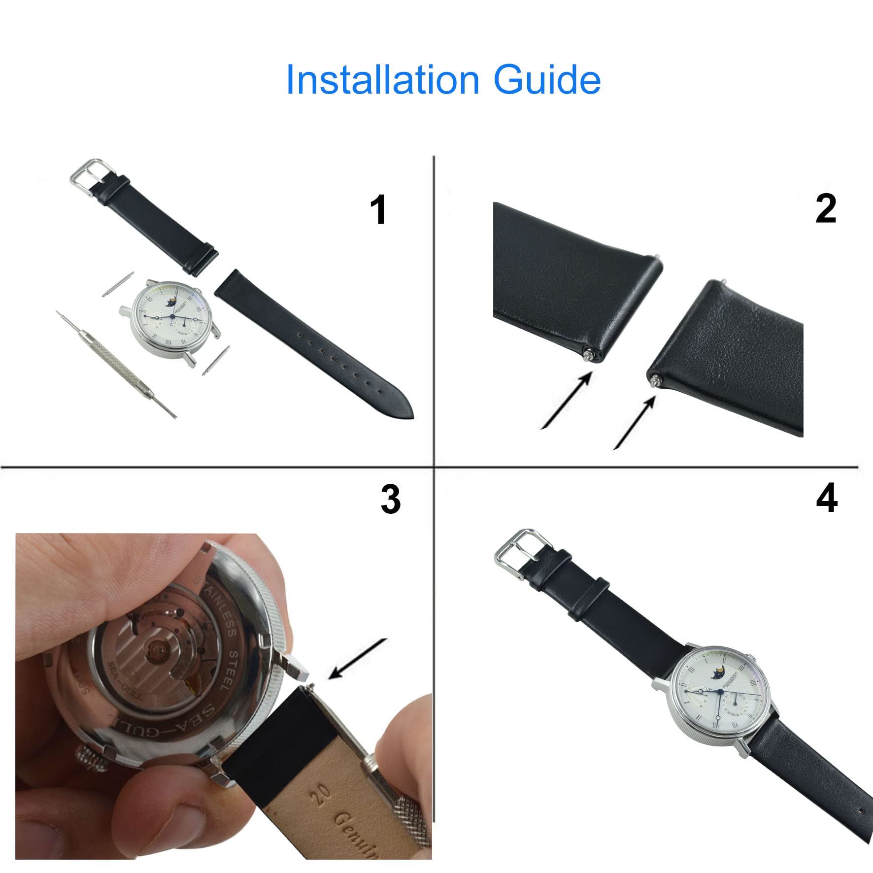 Correas Reloj Cuero Suave Ultrafino Correa de Recambio 6mm-24mm