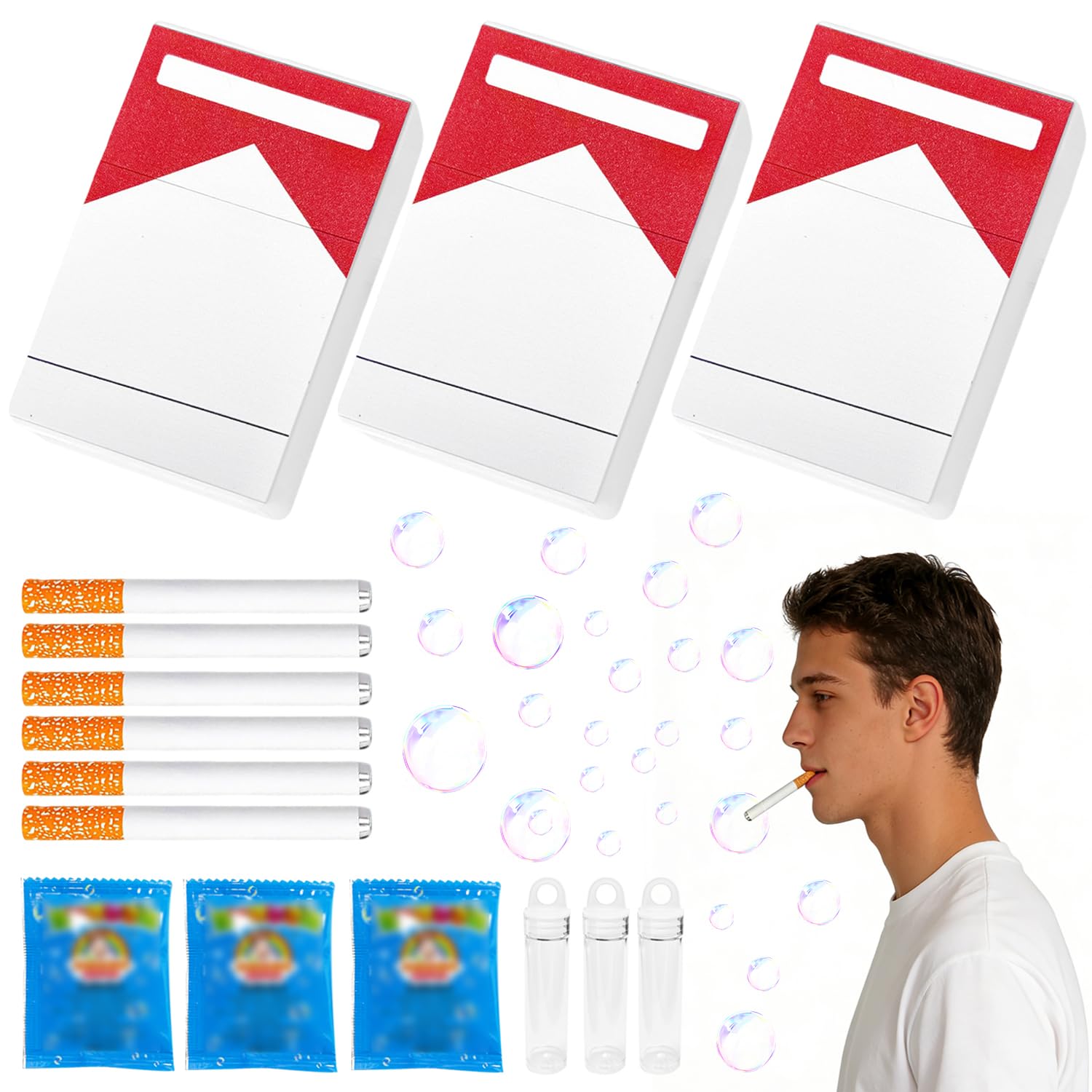 Mini soplador de Burbujas, 6 Piezas Pistola Pompas de Jabon, Varitas de Burbujas, Máquina de Burbujas Falsa, Mini pompas de jabón, Máquinas de Burbujas para Mujeres y Hombres, Palos de Burbujas