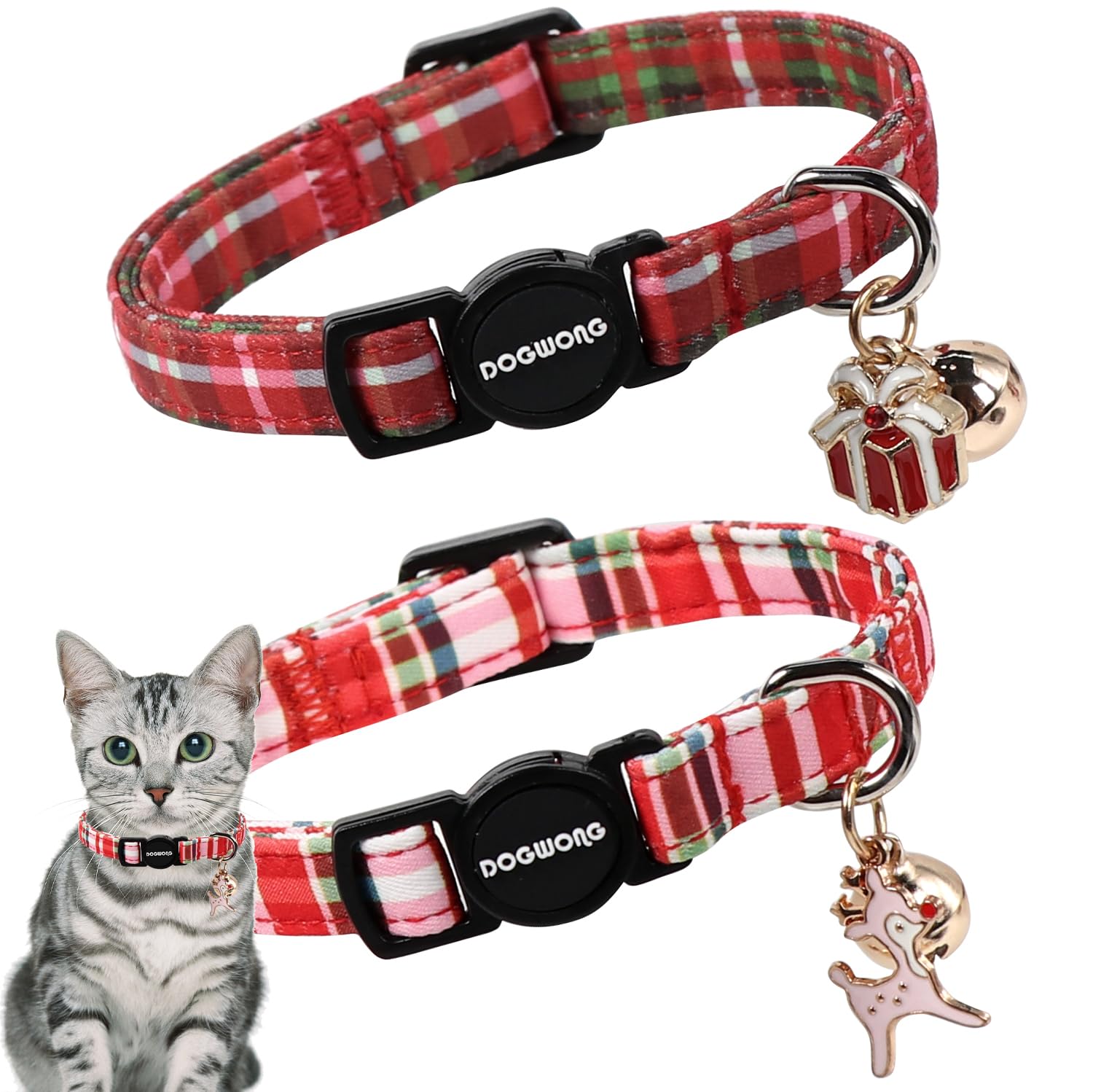 Colliers de Noël pour chat à carreaux pour des photos de fête réussies
