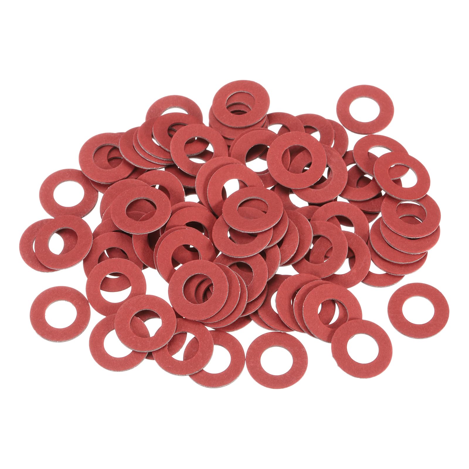 sourcing map 220 Pcs M6 Fiber Flat Washers, Insulation Plain Washer 6mm ID 12mm OD 1mm Thick Red Steel Paper Gaskets for Machinery Fastener Plumbing General Repair โ image 1