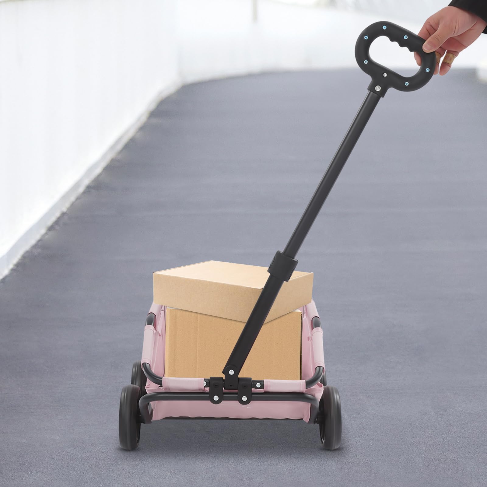 Passeggino pieghevole per cani di piccola taglia e gatti, leggero con manico telescopico, telaio stabile, fino a 7,5 kg, con cuscino interno e tasca laterale 31 × 51 × 35 cm (rosa)