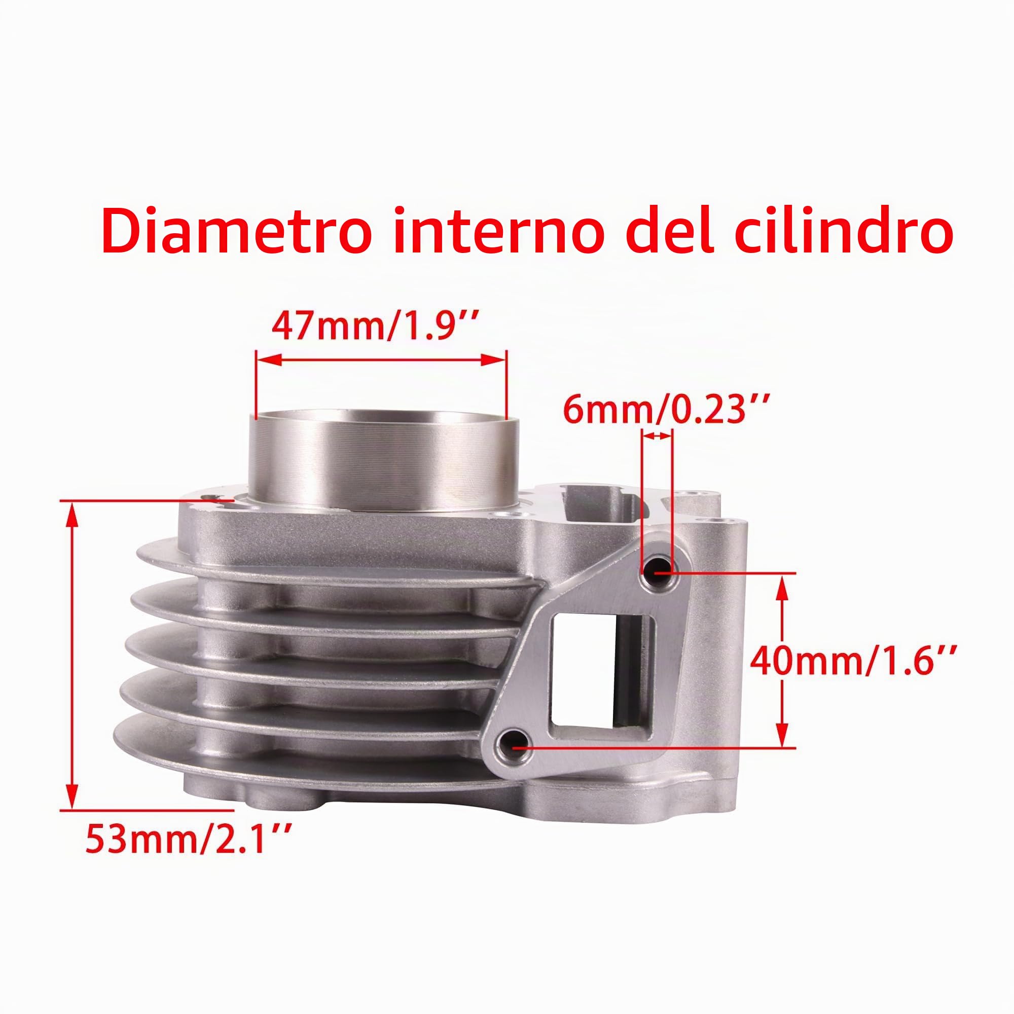 WOOSTAR 47mm Cilindro con Testata con Anello Pistone Kit e Guarnizioni Assemblea Sostituzione per GY6 72cc 80cc Taotao 49cc 50cc 4 Tempi 139QMB 139QMA Motore Scooter Ciclomotore ATV