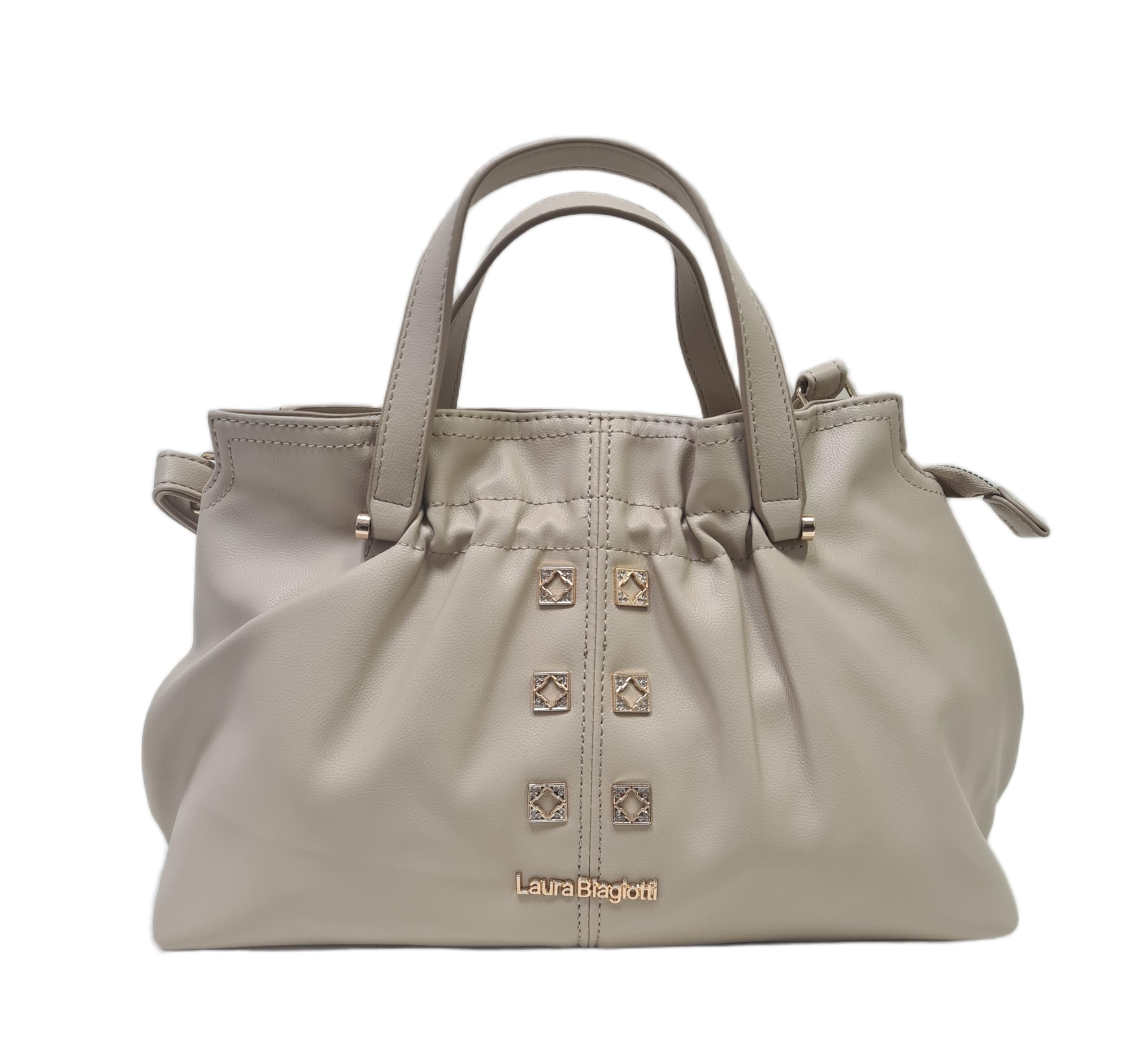 Laura Biagiotti Borsa a Mano Linea Eclyper, Pelle Sintetica, Dimensioni 31x20x13 cm, con Tracolla Regolabile Rimovibile, Accessori Oro LB26S-252-2 | Leggera