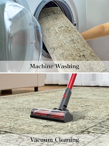 Miniatura 6 de Zealude Alfombra de pasillo de 2 x 6 pies, estilo bohemio para pasillo, cocina, entrada, lavandería, antideslizante, con respaldo de goma, borde