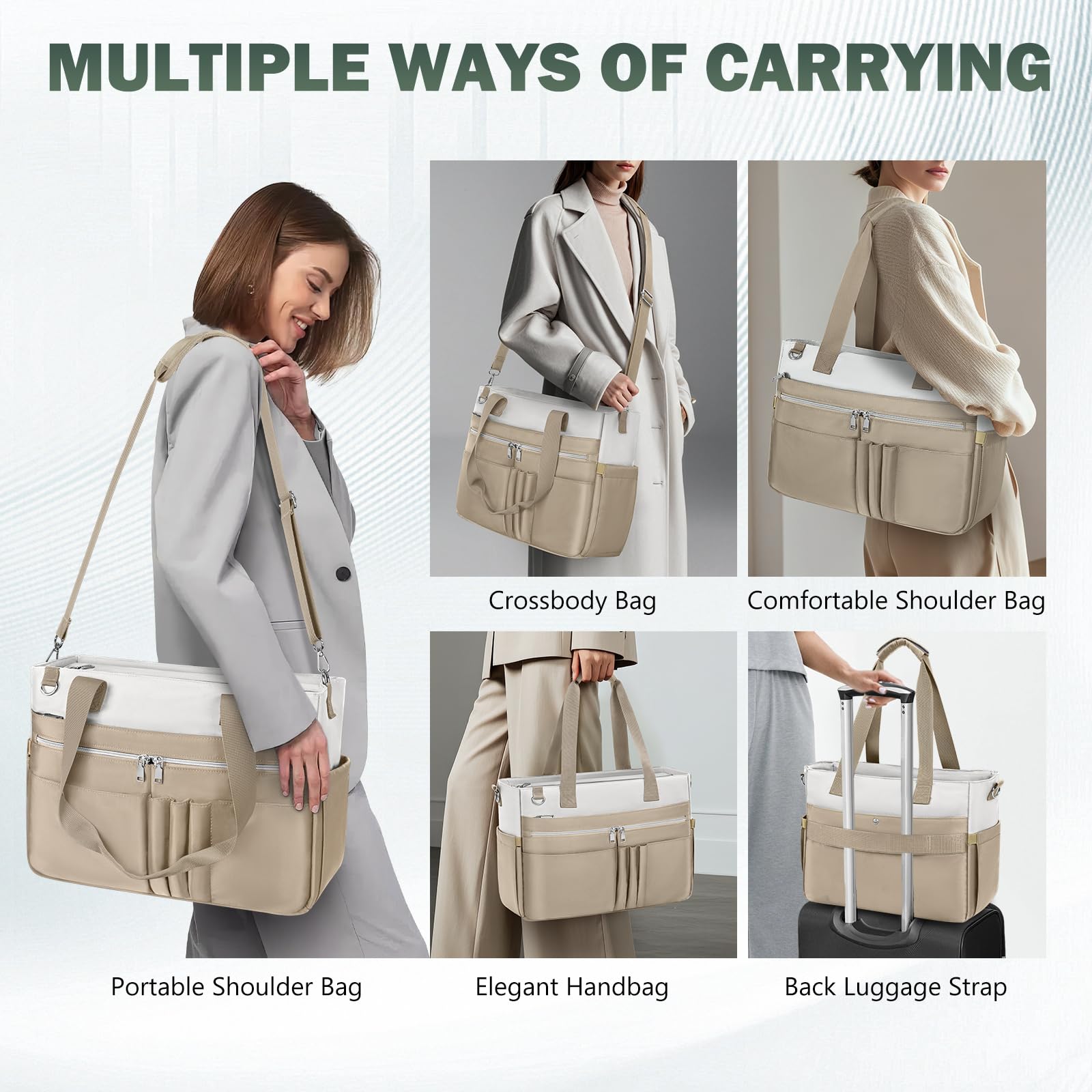 RAINSMORE Sac Cabas Femme Grande Sac d'enseignant Sacs a Main pour Ordinateur Portable 15,6 Pouces Résistant à l'eau Sac Fourre Tout pour Université Quotidien