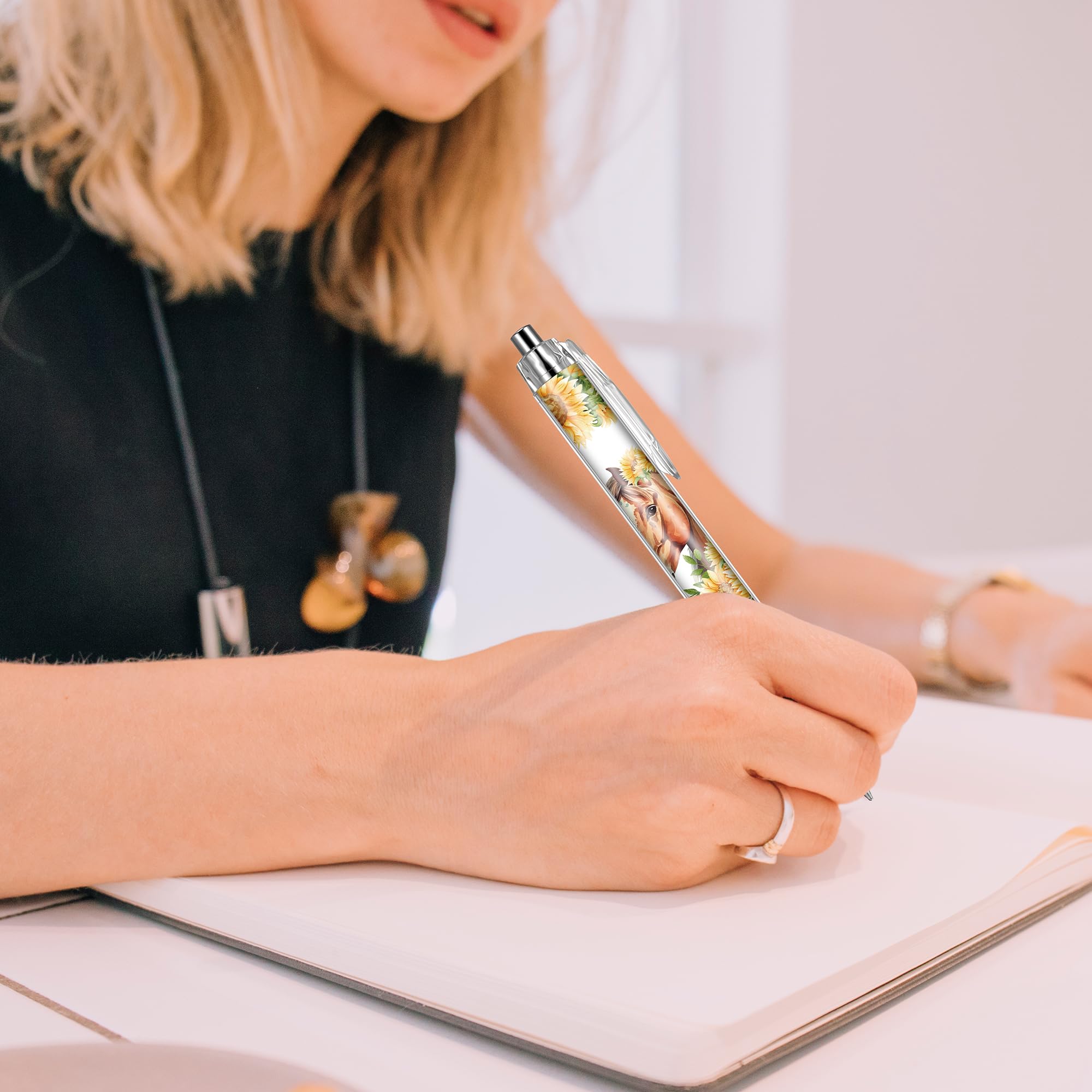 Pferde-Kugelschreiber-Zubehör, einziehbar, Bürogeschenke, Pferde, schwarze Tinte, glatt, feine Spitze, Cartoon-Schreibstift für Journaling, Schule, Arbeit, Krankenpflege, medizinische