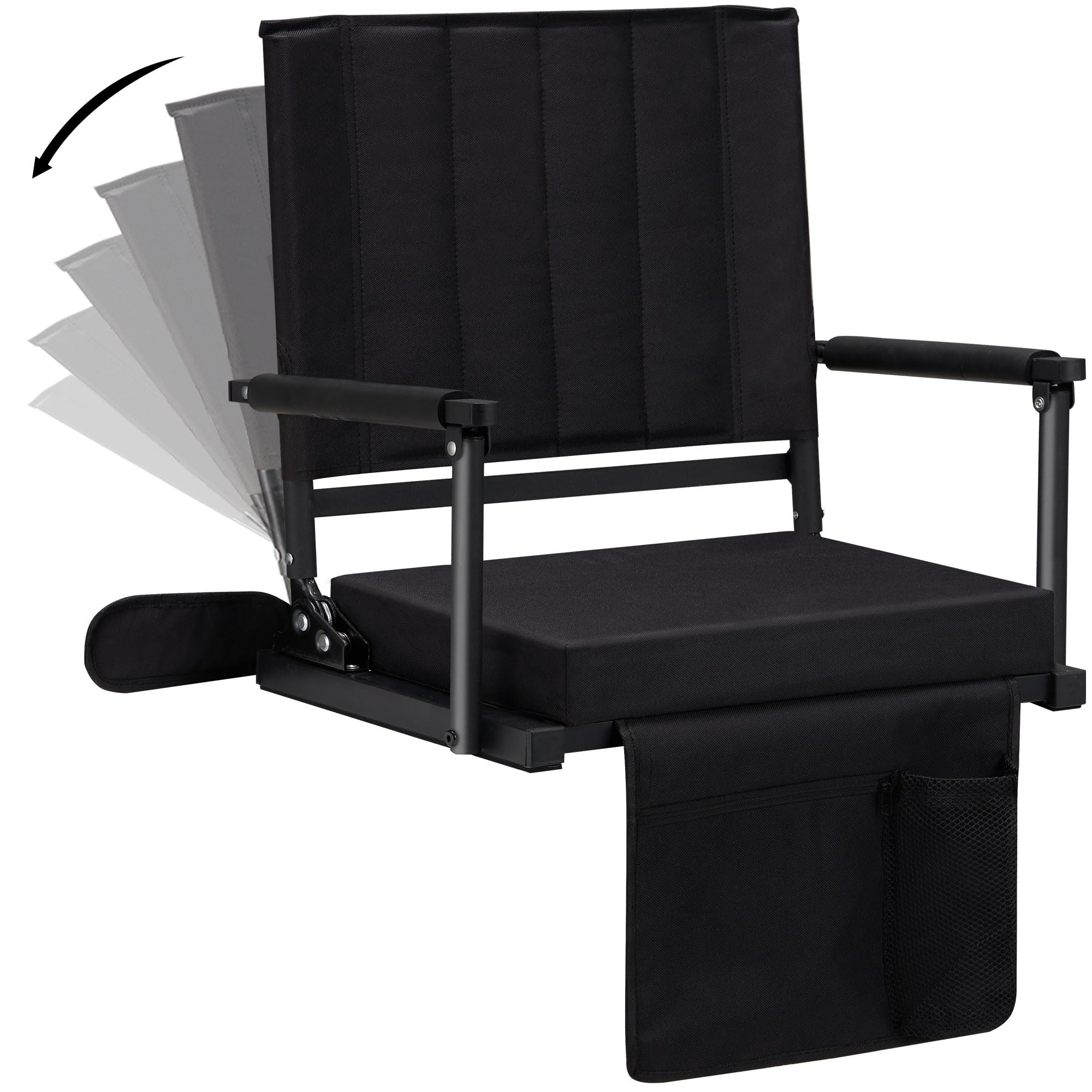 HABUTWAY Stadium Seat with Arm Rest and Back Support,Bleacher Chair, 6 Reclining Positions Bleacher Seats, Stadium Chair Hold up 350lbs Bench Chair for Bleachers