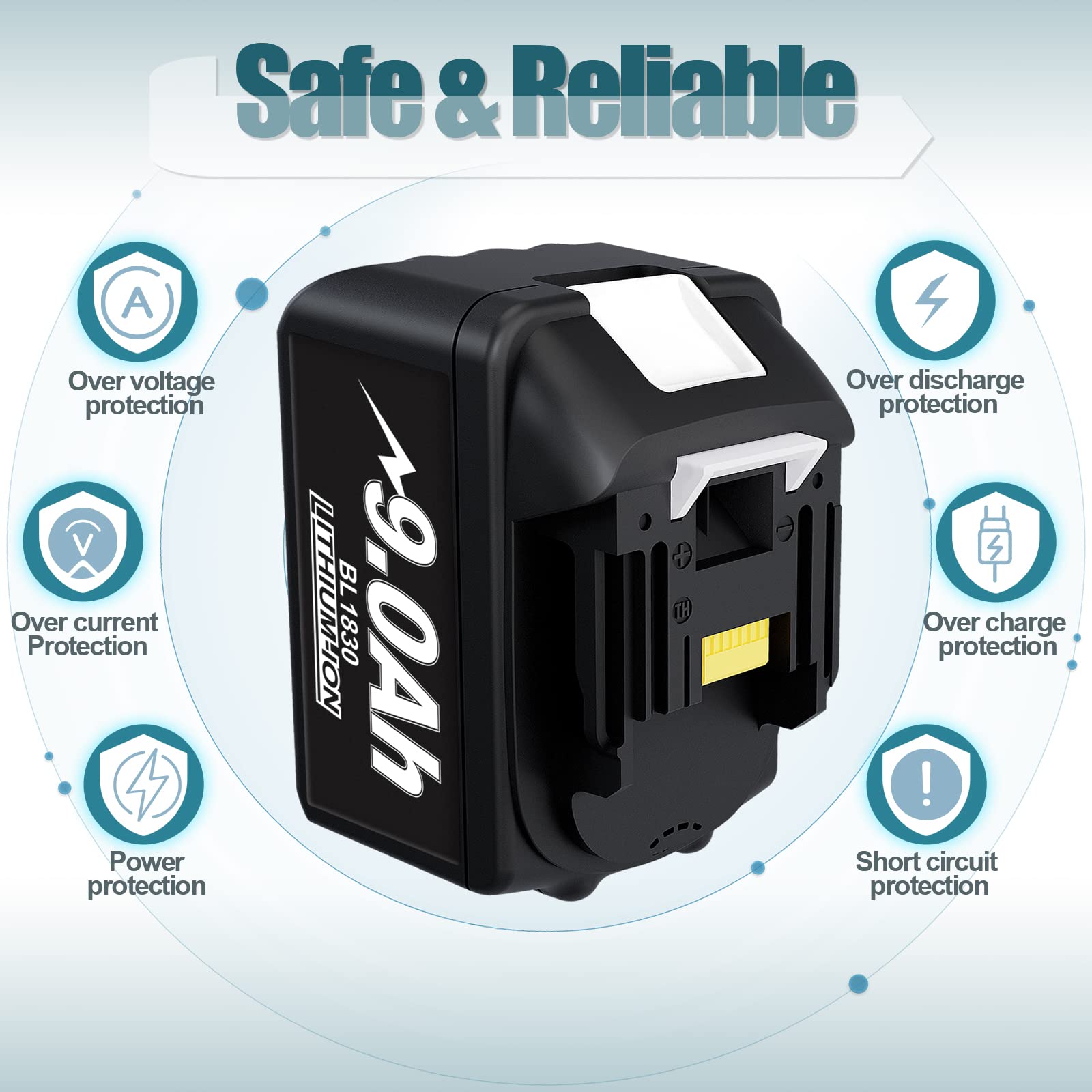 Batteria di ricambio BL1890B per Makita 18 V 9000 mAh per Makita BL1860 BL1850B BL1850 BL1840B BL1835 BL1830 BL1815 LXT-400 194204-5 194205-3 con indicatore LED