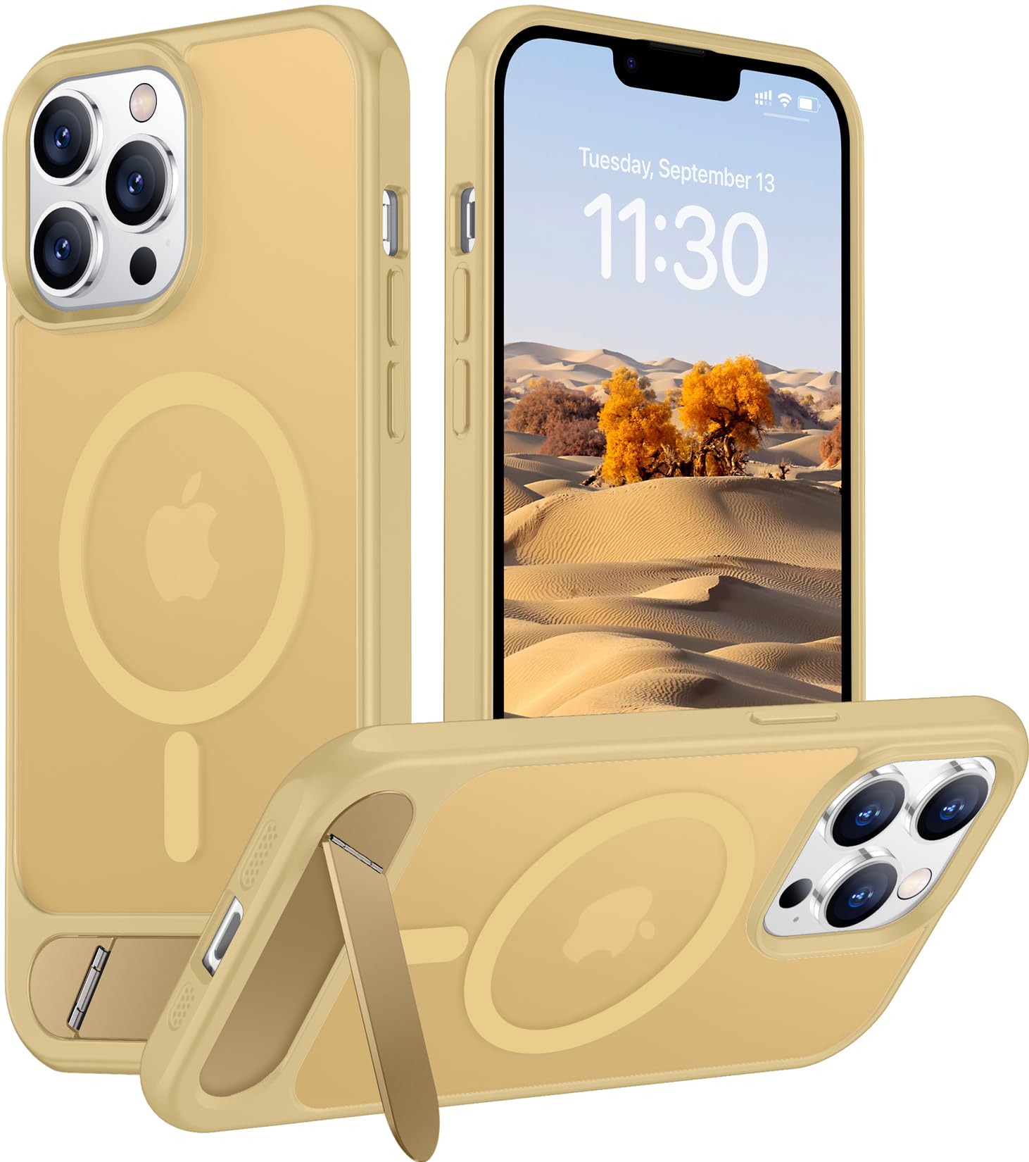 Temdan Magnetic Compatible with iPhone 13 Pro Case, [Built-in Invisible Kickstand][Compatible with MagSafe][Military Grade Shockproof] Slim Translucent Matte Phone Case for iPhone 13 Pro 6.1"