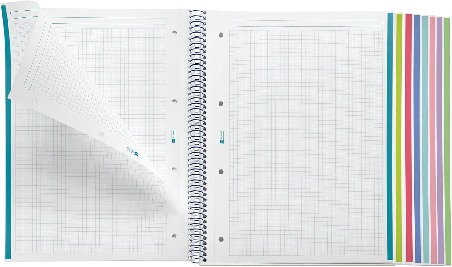 Miquelrius - A4 notebook with 160 micro-perforated squared sheets, 90 g/m² paper, Colour classification notebook, Rigid laminated cardboard cover, Metal spiral, Emotions