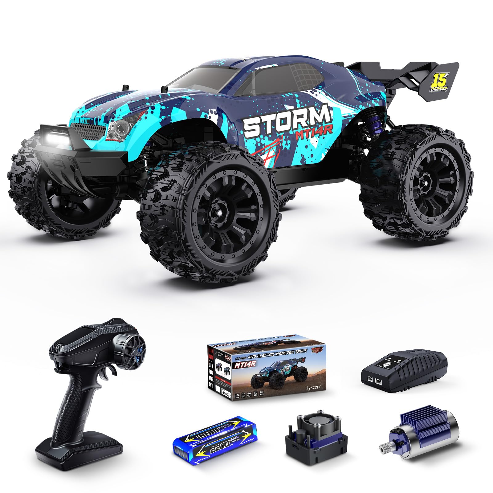 1 14 Scale Fast Brushless RC Truck Max 50 MPH High-Speed 4X4 Off-Road Vehicle Waterproof All-Terrain Remote Control