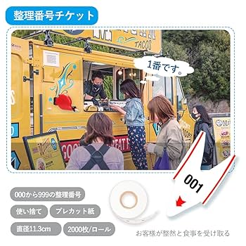 Amazon | CYSSJF 整理券 使い捨て | 順番待ち 番号チケット 2000