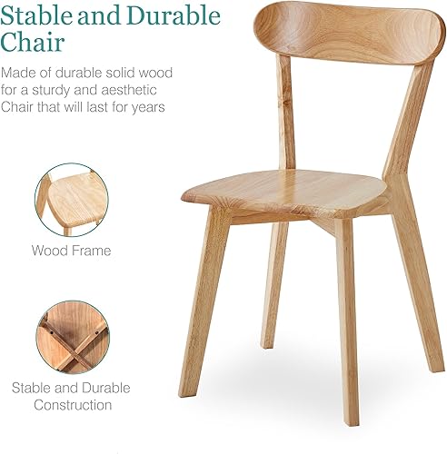Miniatura 5 de Louis - Juego de 4 sillas de comedor de madera para el hogar, cocina moderna, 100% madera maciza natural