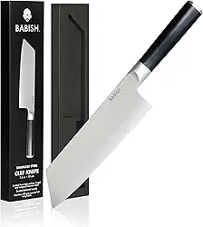 Babish Talheres de aço alemão de alto carbono 1.4116, faca de cozinha de 19 cm Clef (cutelo + Chef), faca de destaque de boa limpeza de 2022