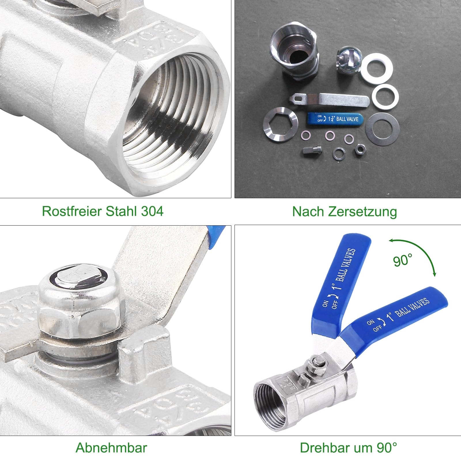 Robinet à Bille Sphérique 1 Pouce Acier Inoxydable 304 - Vanne Arrêt Manuelle Filetage Intérieur DN25