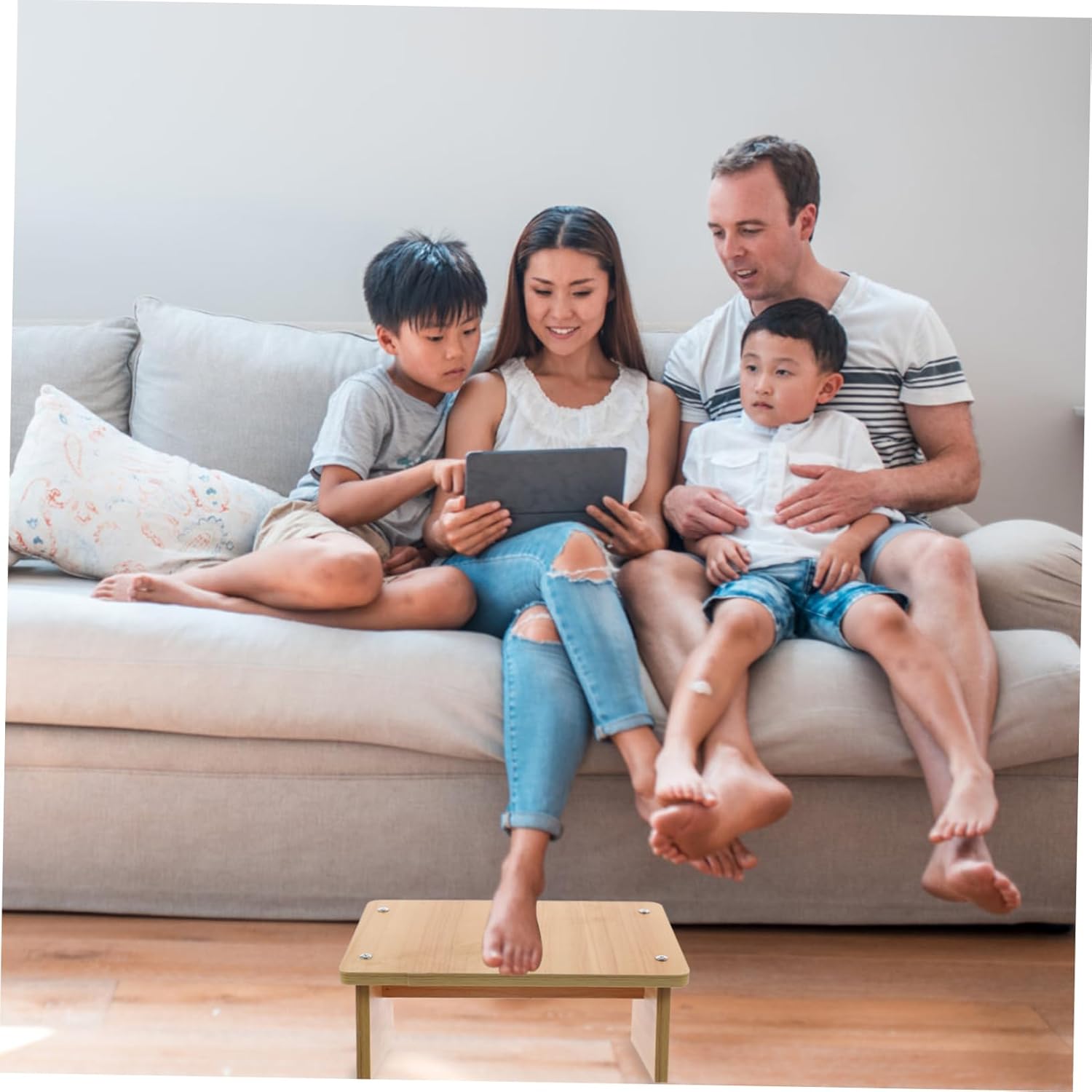 Garneck Ergonomic Bed Step Stool Wooden Foot Rest for Couch Collapsible Stool for Office Home