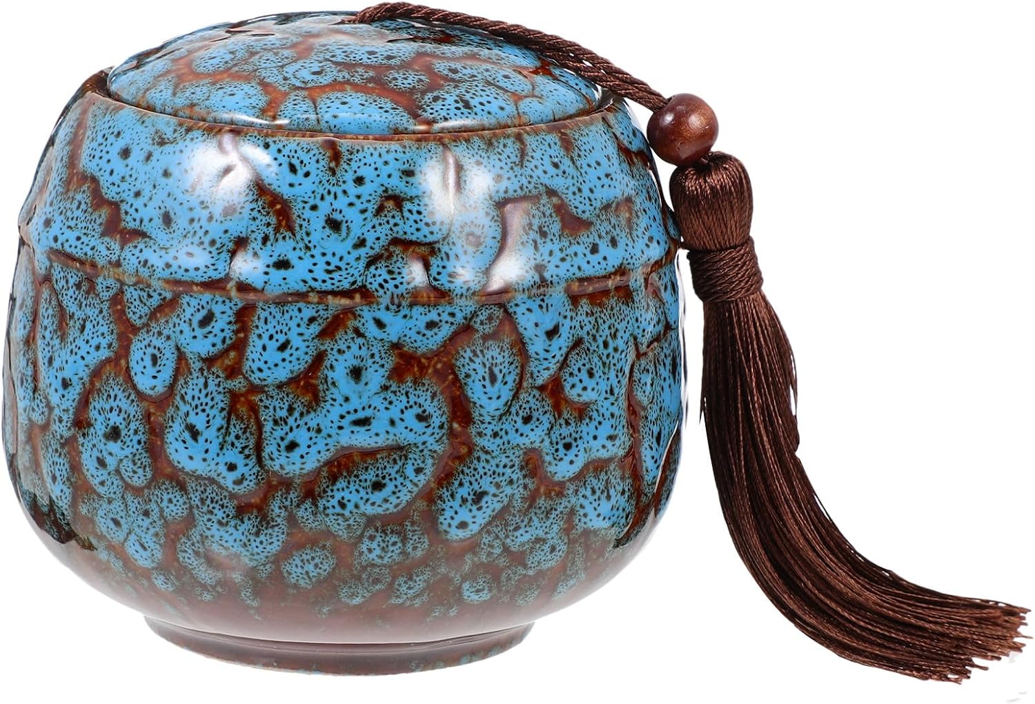 BETOOKY Ceramic Tea Jar 200ml Vintage Chinese Style Loose Tea Leaf Storage Canister Sealed Airtight Container for Home Kitchen Pantry