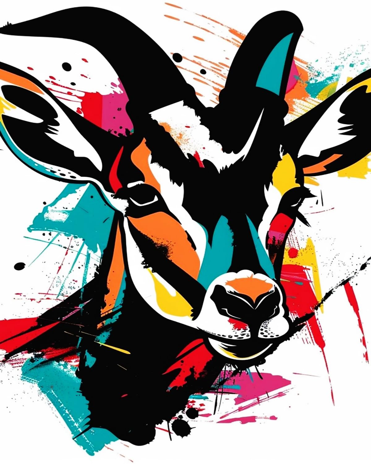 LIUBAISHI Paint by Numbers Kit for Adults, Black Colourful Goat, 40x50 cm, Acrylic on Canvas with 3 Brushes