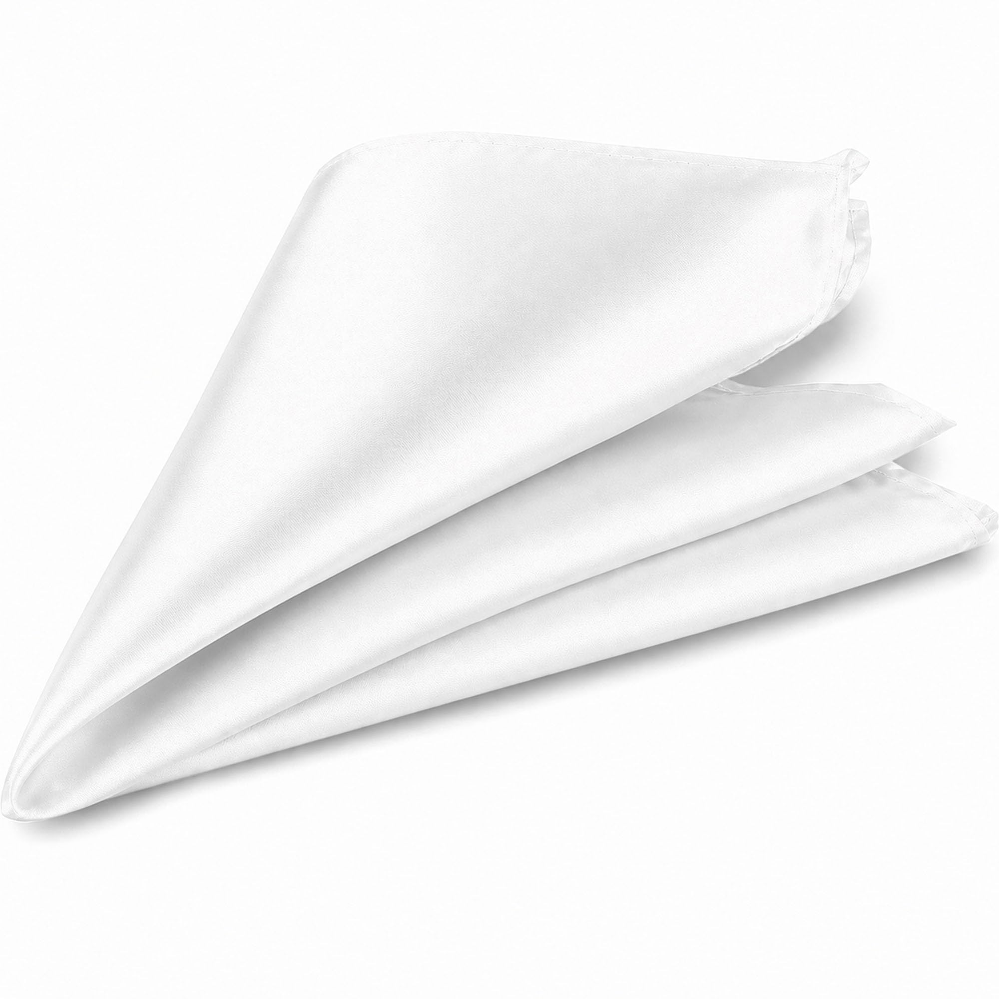 WedDecor White Men's Pocket Square Plain Formal Suit Handkerchief