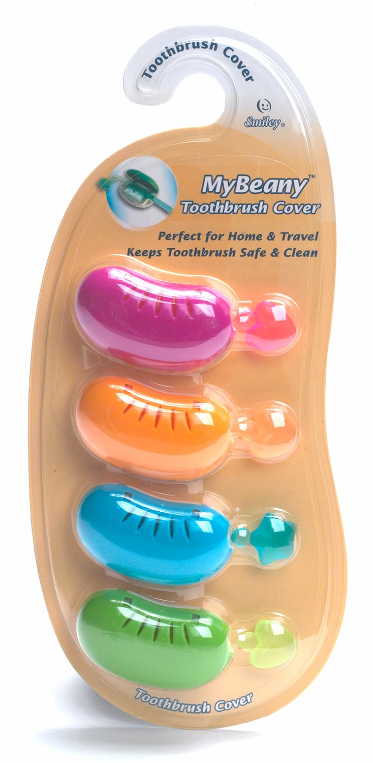 Smiley MB4 Mybeany Toothbrush Cover - 4 Piece Set Assorted Colors