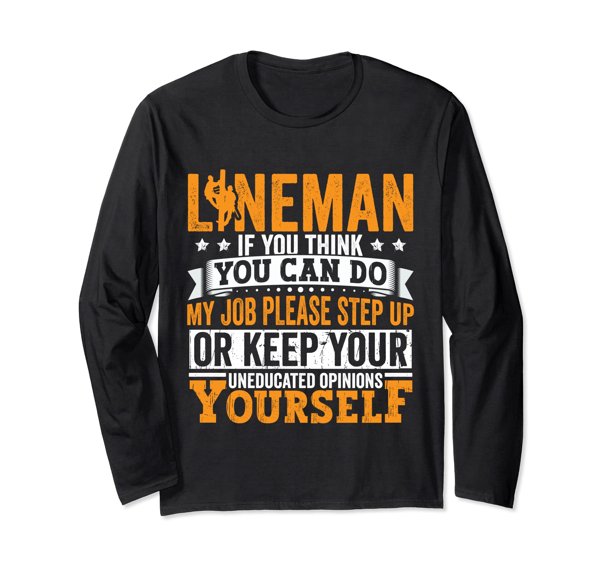 Funny Lineman Gifts For MenLineman Apparel Electrician Power Pole Eletric Lineman Men Long Sleeve T-Shirt