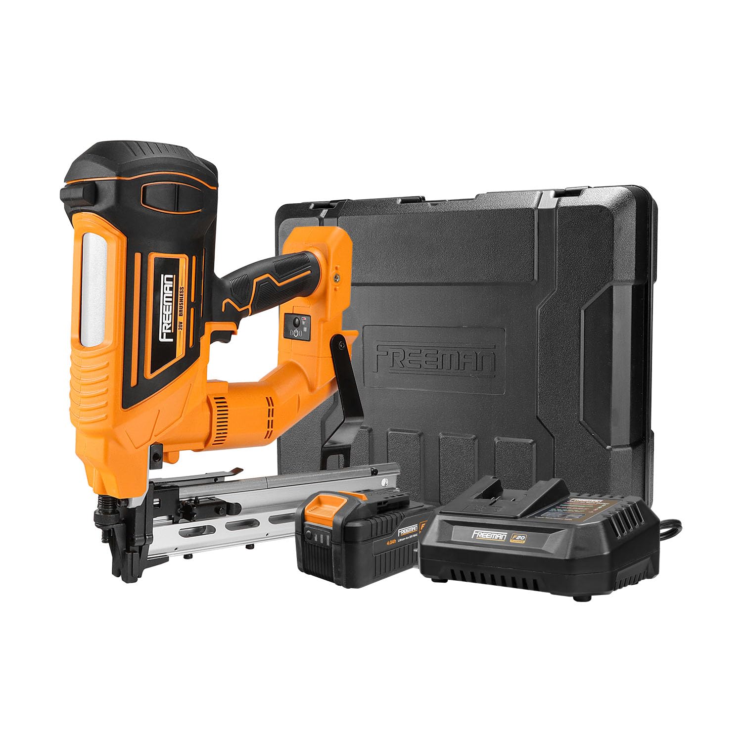 Freeman 20V Cordless 9-Gauge Fencing Stapler/Staple Gun Kit, Includes Battery, Charger, T-Handle & Case | Tool-Free Depth Adjust, Reload Indicator, Wire Alignment Notch | PE20VFS9