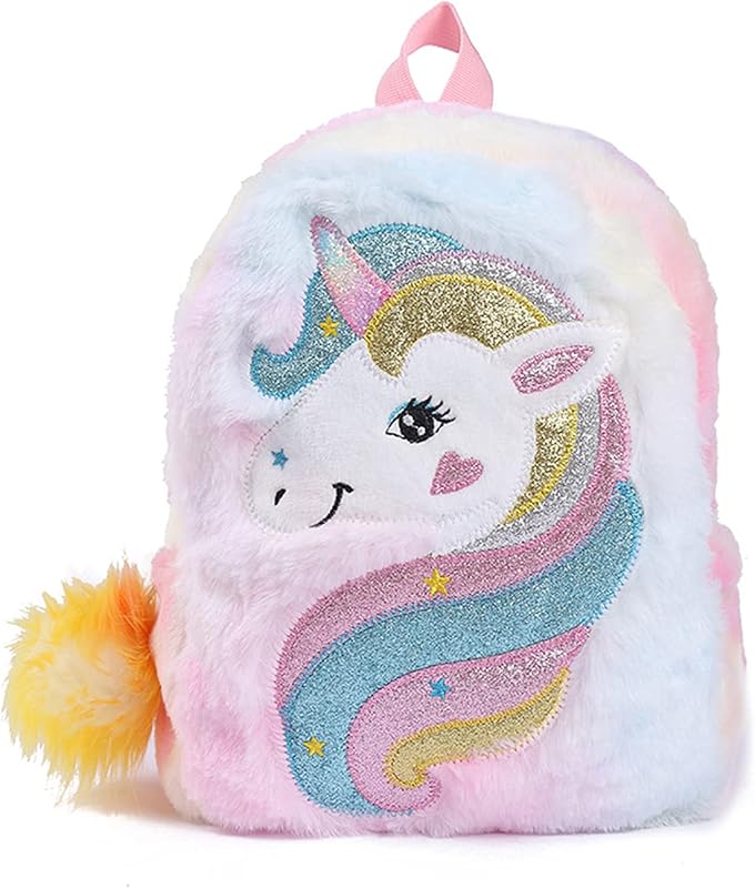 Mochila infantil de pelúcia para meninas, linda mochila escolar de unicórnio, bolsa de livros com estampa moderna para meninas (multicolorida, tamanho único) em oferta na Shopee Mochila infantil de pelúcia para meninas, linda mochila escolar de unicórnio, bolsa de livros com estampa moderna para meninas (multicolorida, tamanho único) em oferta na Shopee