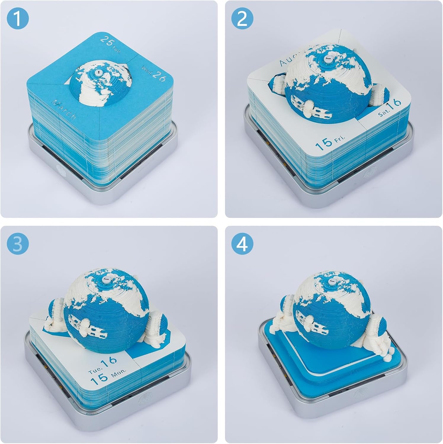 Calendrier De Bureau 2024 Avec Lumières,Calendrier 3D Memo