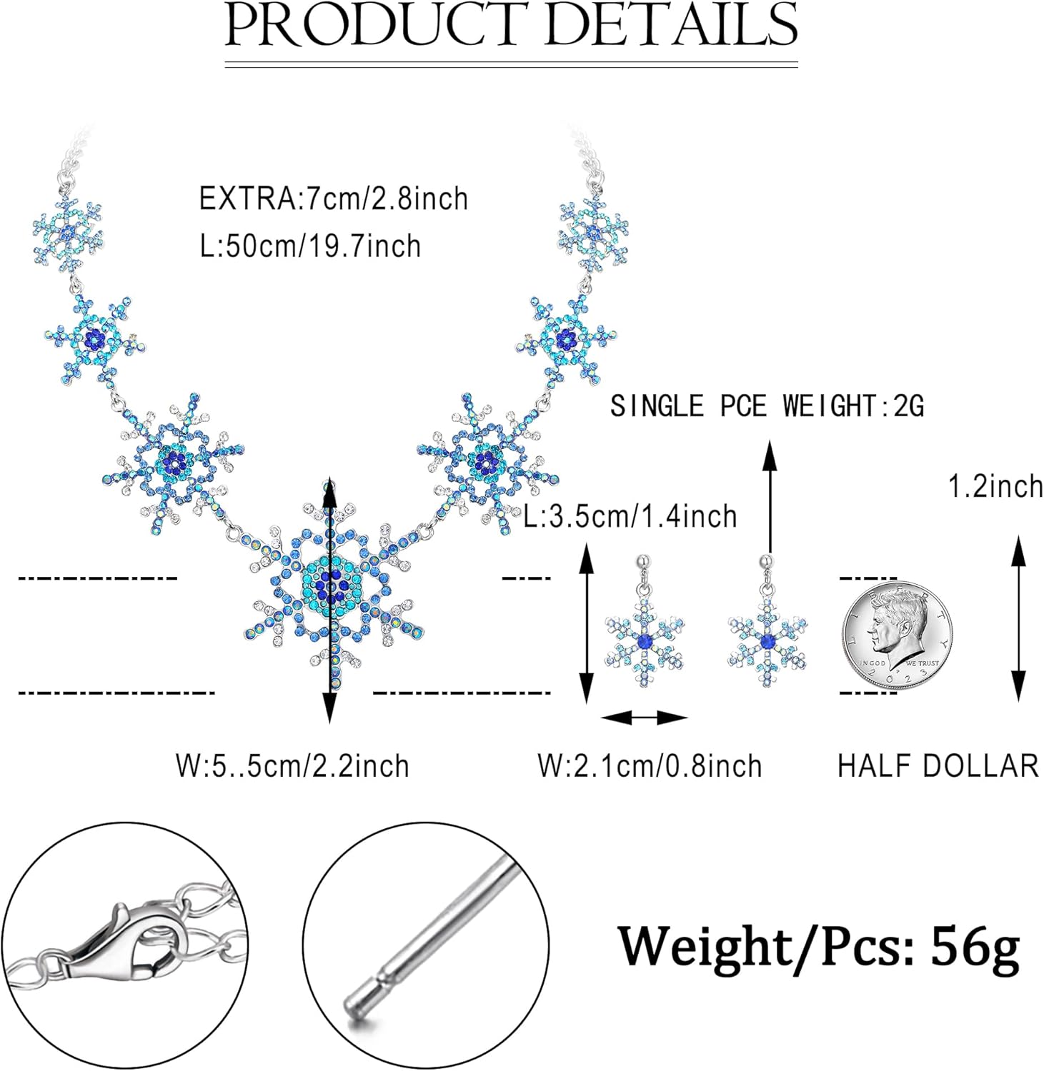 EVER FAITH Silver-Tone Snowflake Austrian Crystal Bridal Necklace Earrings Set
